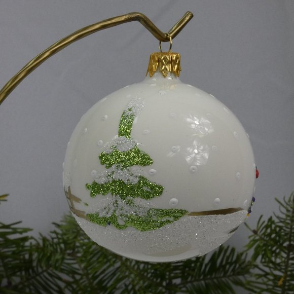Winter Village Hand Decorated Christmas Ornament 3" Blown Glass Ball**SET OF 6** - Picture 3 of 5